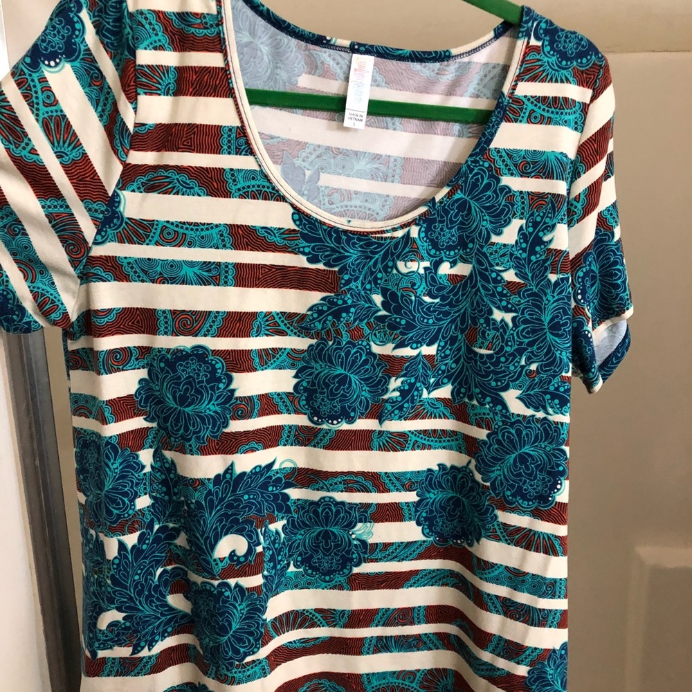 Lularoe Floral Stripes Classic T